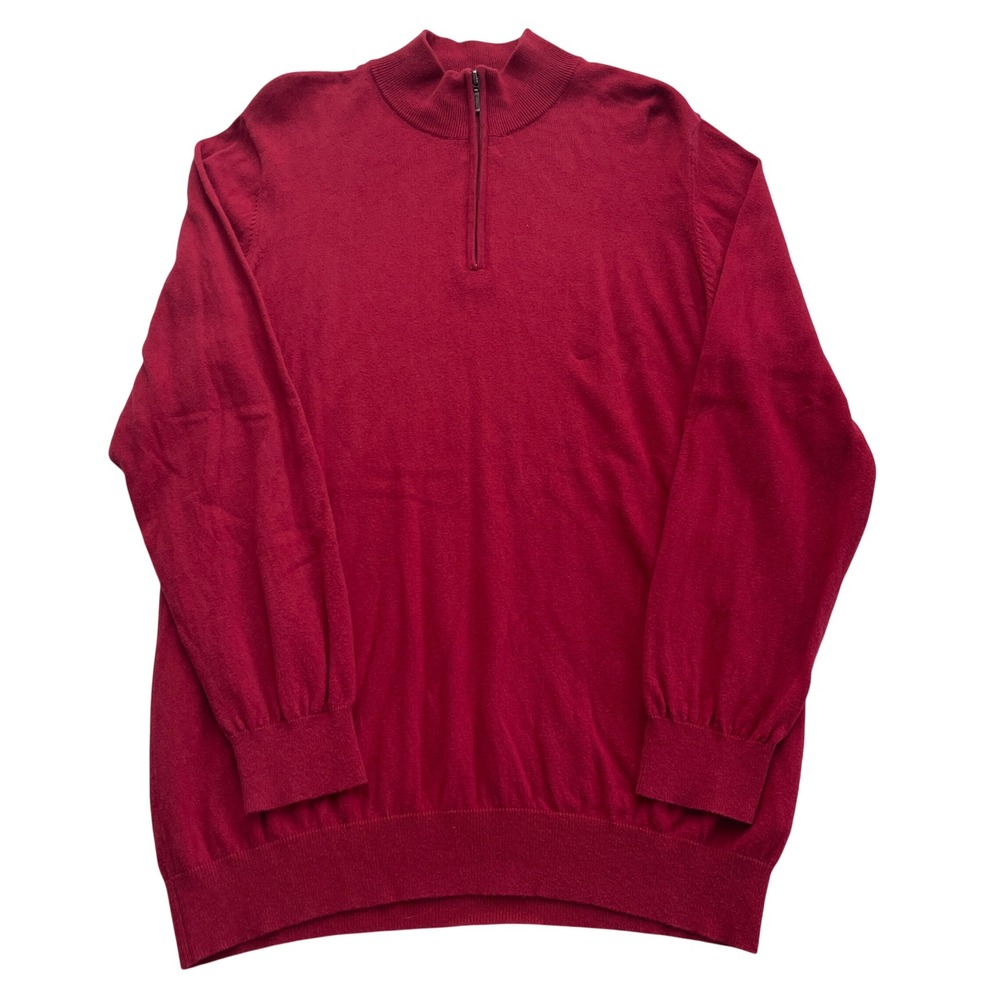 LL Bean Cashmere Blend Quarter Zip Pullover Sweater Mens XL Tall XLT Red 275554